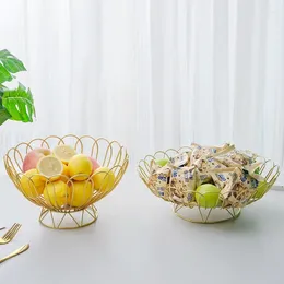 Plates Iron Fruit Basket Round Garland Versatile Living Room Coffee Table Plate Home Snack Storage