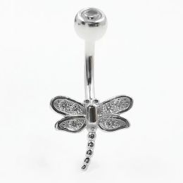 Jewellery 925 sterling silver navel piercing Jewellery butterfly shape cubic zircon belly button ring