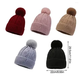 Berets Winter Knitted Hat Thick Warm Earmuffs Hats With Hair Ball Women Men Soft Bonnet Outdoor Skiing Ear Protection Caps