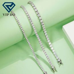 Sier Hip Hop Fine Jewellery Round Brilliant Cut Moissanite Diamond 3Mm 4Mm 5Mm Tennis Chain Bracelet For Men And Women