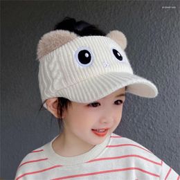 Berets Winter Kids Hat Cartoon Knitted Girls Baseball Cap Korean Version Cute Empty Top Spring And Autumn Baby Outdoor Earmuffs