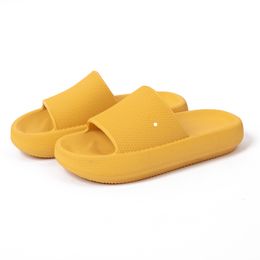 Platform Slippers for summer indoor home anti slip bathroom shower couples thick soled yellow