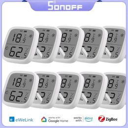 Control SONOFF SNZB02D/SNZB02 Zigbee Smart Temperature Humidity Sensor With LCD Screen Display Work With EWeLink Alexa Google Home