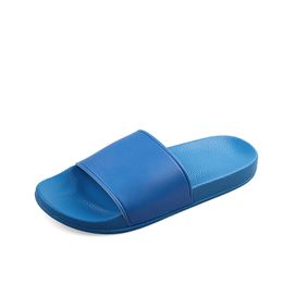 plastics Pure Colours Slippers For Men Women Flat Rubber Casual Sandals Summer Beach Shoes scuffs blue