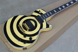 Top Quality Zakk Wylde Bullseye Custom Shop Yellow Electric Guitar Mahogany Body Rosewood Fingerboard Golden Hardware Free Shipping