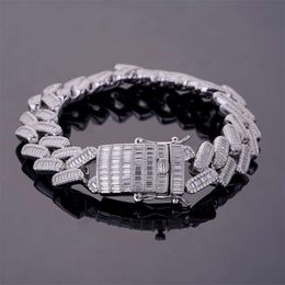 Mens 14Mm Fine Jewellery Bracelets & Bangles Sterling Sier Ice Out Vvs Moissanite Diamond Cuban Link Bracelet