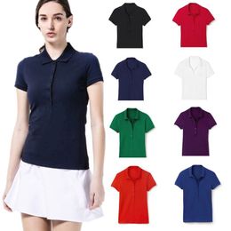 High Quality Women New in Short Sleeve Lacosts 5 Buttons Leisure Polo Shirt Ladies Crocodile Graphic Fashion Casual Vintage Golf Tops Tees Elegant Designer Clothes