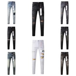 viola dei jeans mens pantaloni del progettista dei jeans mens jeans alla moda distressed dritto strappato slim fit moto mens jeans impilati jeans larghi drip jeans pantalones a goccia