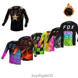 BO3Y Men's T-shirts New Winter Off-road Downhill Jersey Wool Fleece Mountain Bike Dh Locomotive Shirt Motorcycle Hpit Fox