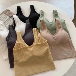 Camisoles & Tanks Summer Women Tube Camisole One-piece Sexy Shoulder Underwear Top In Bra Vest Built Cotton V-neck Off Sports Sleeveless