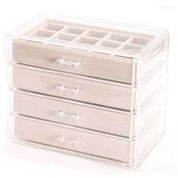 Jewellery Pouches Velvet Organiser For Earring Bangle Bracelet Necklace Rings Clear Acrylic Display Case