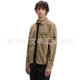 Kore versiyonu gündelik basit gevşek uzun kollu yaka fermuarlı herigan gömlek erkek gömlek t240223