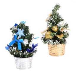 Christmas Decorations 2 Pcs Ornament Tree Model Artificial Xmas Table Decor Mini For LED Desktop