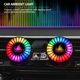 New Decorative Lights Car Music Rhythm Lamp Air Freshener RGB 256 Colours Sound Control Atmosphere Ambient Light Car Air Outlet Interior Accessories