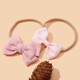 Hair Accessories 3Pcs/Lot Solid Colour Bow Baby Headband Lace Flower Princess Girls Bands Elastic Nylon Infant Headdress