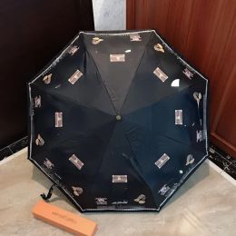 High-end Retro Flower Letter Printing Umbrella with Suitable To Sun Rain Women Parasols Girl Folding Umbrellas for Man and Women