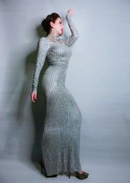 Stage Wear Mesh Sequin Pearl Gemstone Hip Wrapped Dress For Autumn Perfect Girls' Prom Party Exclusive Outfits