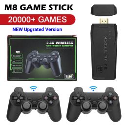 Consoles NEW Upgrated Video Game Console M8 4K Game Stick 2.4G Dual Wireless Controller 64GB 20000+ Retro Games For Children Xmas Gifts