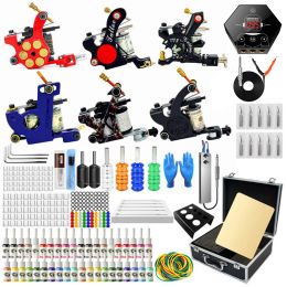 Machine Coil Tattoo Machine Set Hook Line Tattoo Set 6 Grip Tattoo Equipment Professional Tattoo Tools