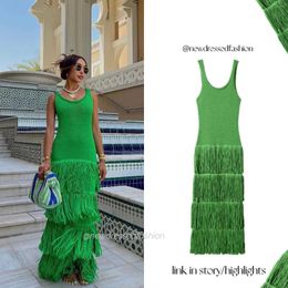 Casual Dresses LKF Street Style Fashion Knitted Dress Solid Bottom Fringe Slim Fit Party