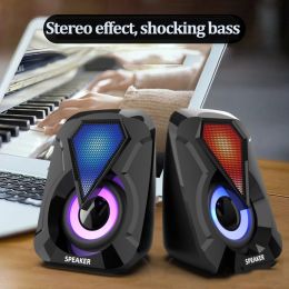 Speakers Computer Speakers PC Sound Box Stereo Microphone USB Wired with LED Light For Desktop Computer Multimedia Small Aound
