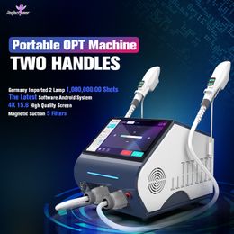 Aprovado pela fda, opt ipl, cuidados com a pele, tratamento de acne, máquina indolor de remoção de pelos, equipamento de beleza para lifting facial, 2 alças