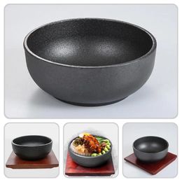 Dinnerware Sets Bibimbap Cast Iron Bowl Household Japanese Cuisine Accessory Convenient Serving Wooden Daily