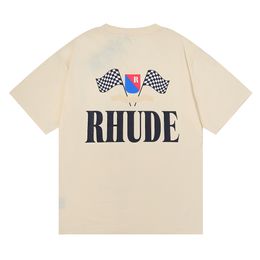 Rhude Brand Designer T Shirt Mens Rhude Shorts Tracksuits Printing Letter Black White Grey Rainbow Colour Summer Fashion Cotton Cord Top Brand Short Sleeve 165