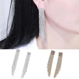 Dangle Earrings Silver Color Rhinestone Crystal Long Tassel For Women Bridal Drop Dangling Earring Wedding Jewelry