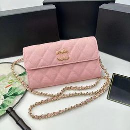 Women Handbag Designer leather Wallet Metal buckle Wallet Lattice Folding long zipper Luxury Women's Card Holder Purse Handbag With box