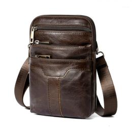 Retro Mens Bag Man Messenger Bag Genuine Leather Small Vintage Crossbody Bags For Men Male Shoulder Bolsa1236w