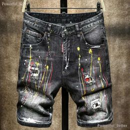 Mens Shorts Jeans Designer Jean Short Fashion Casual Slim Ripped Paint Zipper Patch D Letter Embroidery Denim Shorts for Men Street Punk Blue 6010