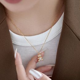 Waterproof Jewellery Cute custom bling bear pendant diamond only slider necklace Everyday for women mother'S Day gift