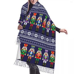 Scarves Christmas Nutcrackers Soldier Pattern Tassel Scarf Women Soft Shawls Wraps Ladies Winter Fashion Versatile Female