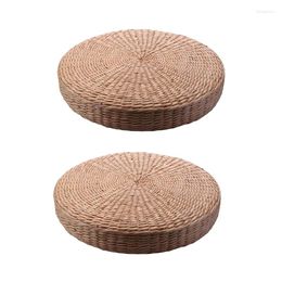 Pillow 2X 40Cm Tatami Round Straw Weave Handmade Floor Yoga Chair Seat Mat