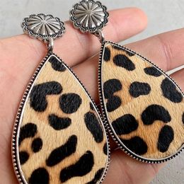 Dangle Earrings Leopard Teardrop Genuine Leather For Women Hair Cow Pattern Water Drop Pumpkin Flower Earring Jewellery Accessoriess Gift