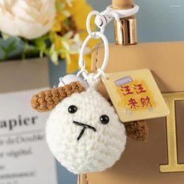 Keychains Knitted Head Keychain Adorable Pendant With Detail Soft Stainless Bell Decor Exquisite Bag Decoration Pig Tiger