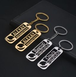 Chains 50New Personalised Custom Name Key Chain Mobile Phone Car Number Door Number Address Company Logo Pendant Nameplate Friend Gift