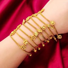 Link Bracelets 2024 Long Lasting Color Thick Gold Plated Beautiful Charms Bracelet Women's Hand Chain Original Fashion Jewelry