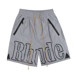 Designer Rhude Summer Black Running Loose Tide High Street Leisure White Grey Jog Fiess Quick Dry Mens Gym Sports Shorts Size S-Xl04