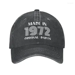 Ball Caps Fashion Cotton Vintage Made In 1972 Original Parts Baseball Cap For Men Women Custom Adjustable Unisex 50th Birthday Hat Outdoor