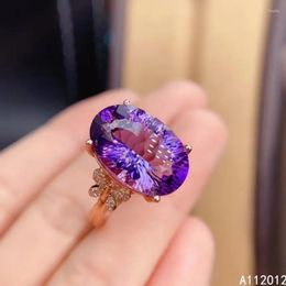 Cluster Rings KJJEAXCMY Fine Jewellery Natural Amethyst 925 Sterling Silver Girl Gemstone Ring Christmas Birthday Wedding Gift Selling