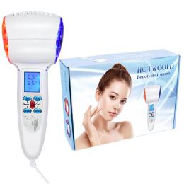 Scrubber Lcd Digutal Hot Cold Hammer Ultrasonic Facial Skin Lifting Antiaging Face Rejuvenation Hine Red Blue Photon Beauty Massager