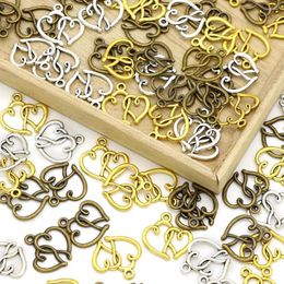Charms 20PCS Double Heart Love Shape Charm For Making Pendant Vintage DIY Bracelet Necklace Supplies 19mm