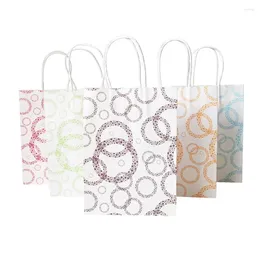 Gift Wrap 10pcs/lot Colourful Circle Paper Bags With Handles 16x22cm Year Wedding Birthday Gifts Packing