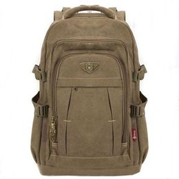 Men's Military Canvas Backpack Zipper Rucksacks Laptop Travel Shoulder Mochila Notebook Schoolbags Vintage College School Bag261N