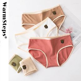 Women's Panties WarmSteps Cotton Briefs Woman Underwear Solid Comfort Beathable Underpanties Young Grils Middle Waist Intimate