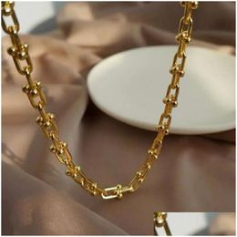 Pendant Necklaces Choucong Ins Brand Top Sell U Style Necklace 18K Gold Fill High Quality Women Men Link Chain Gift Drop Delivery Je Dhhxz