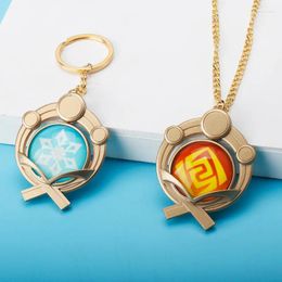 Pendant Necklaces Seven Elements Pyro Hydro Anemo Electro Dengro Cyro Geo Colourful Vision Genshin Impact Key Chains Jewellery