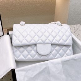 26CM Iridescent White Classic Double Flap Quilted Bags Lambskin Multi Pochette Gold Silve Metal Hardware Matelasse Chain Crossbod189b